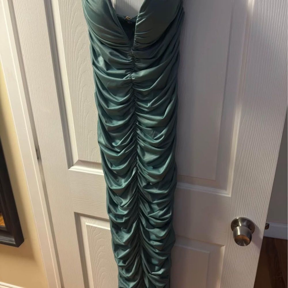 Elegant Ruched Teal Dress